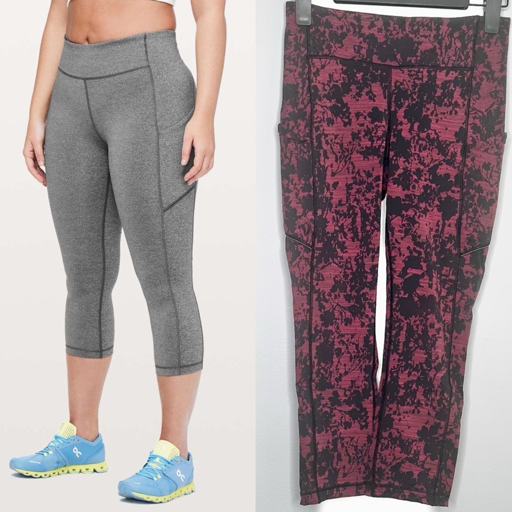 Lululemon Speed Up Crop 21” in Scatter Blossom Jacquard Garnet Black